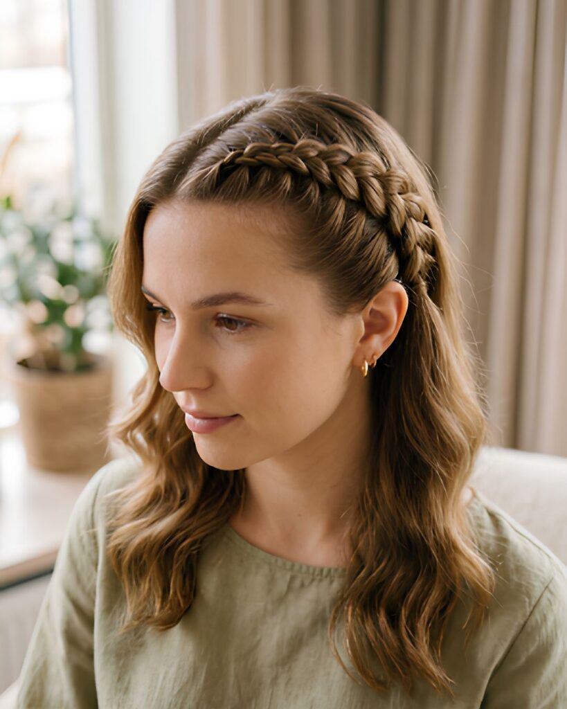 Dutch Braid Along The Hairline