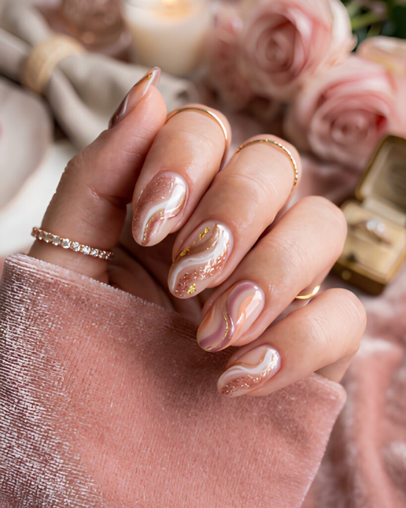 Abstract Romantic Swirl Nails