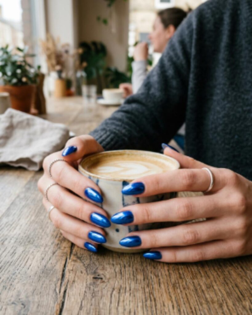 Blue Chrome Nails