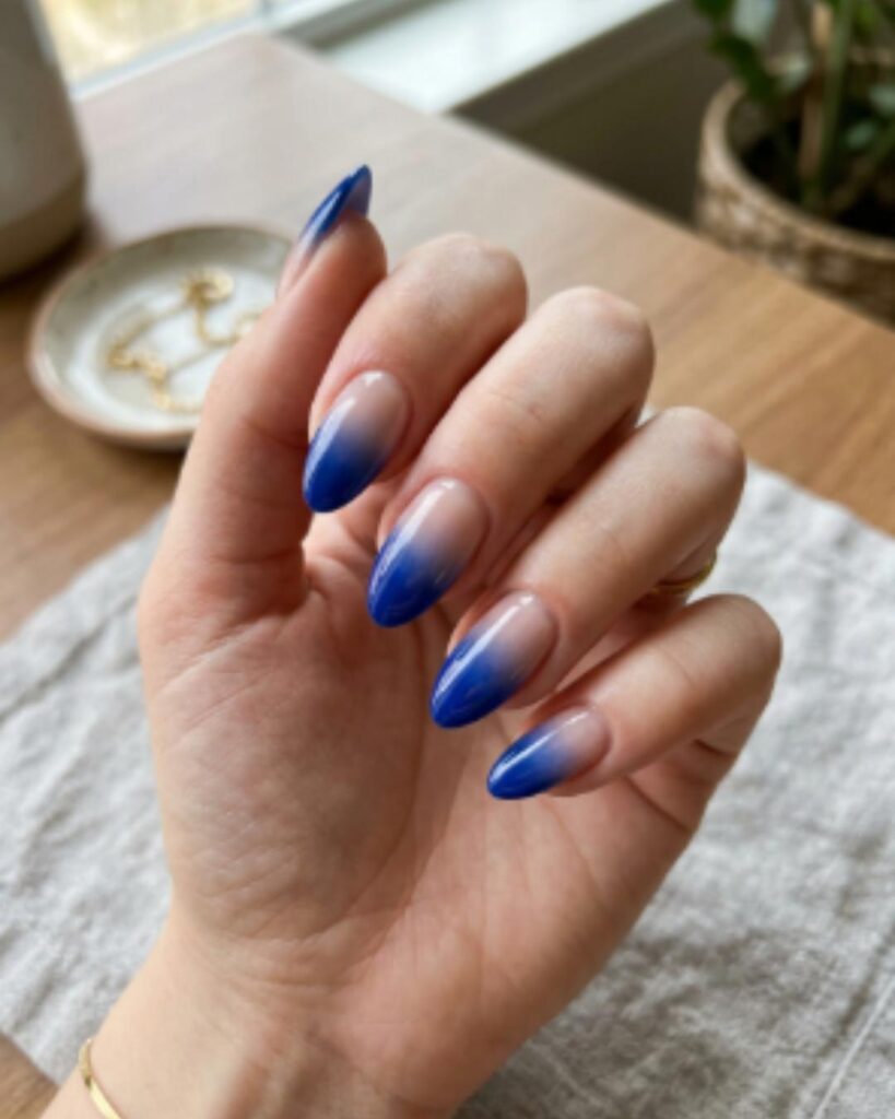 Blue French Fade Nails