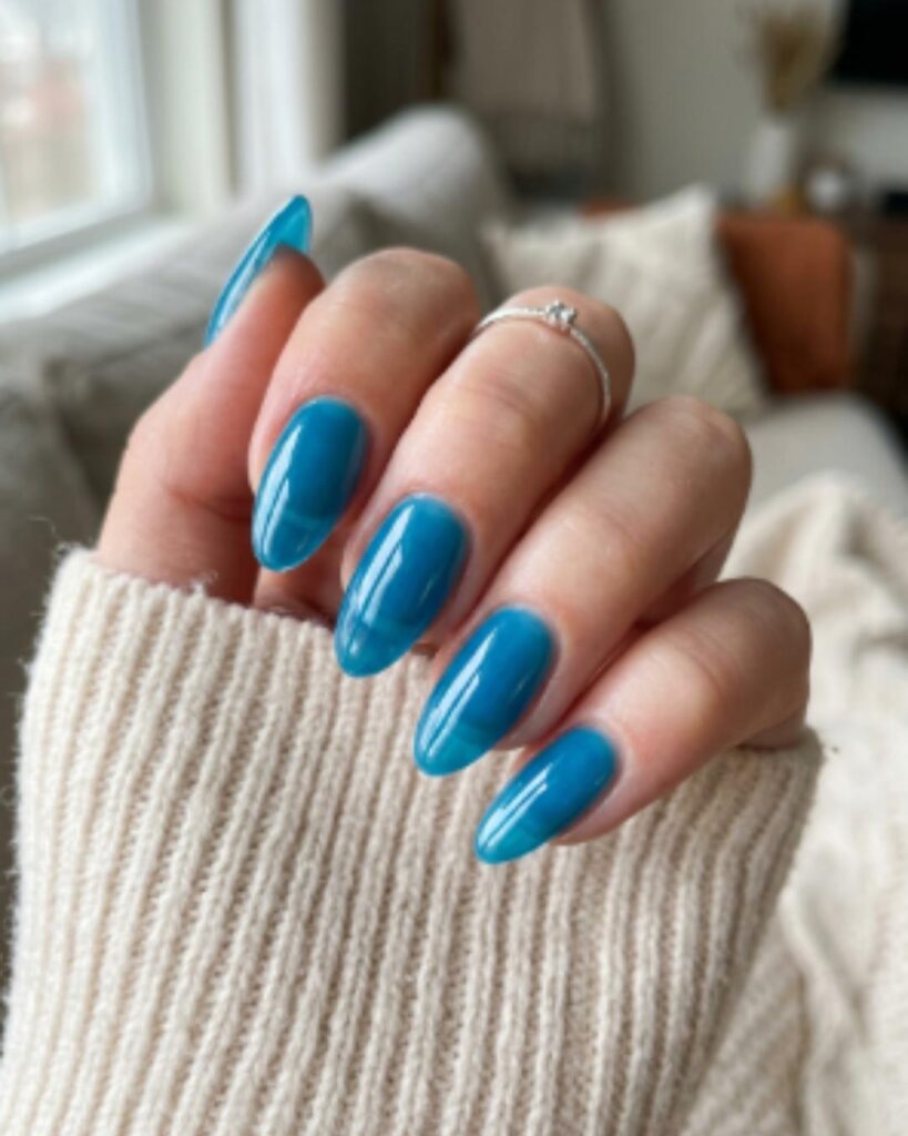 Blue Jelly Gloss Nails