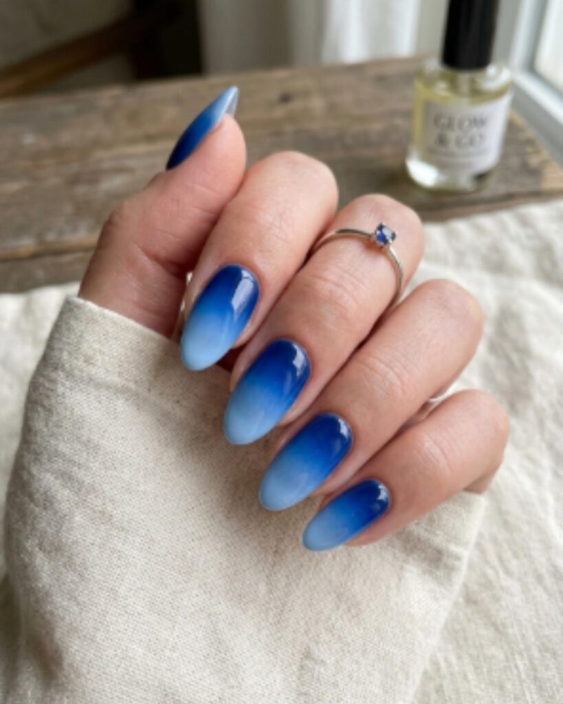 Blue Ombre Gradient Nails