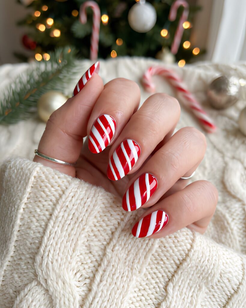Candy Cane Stripe Nails