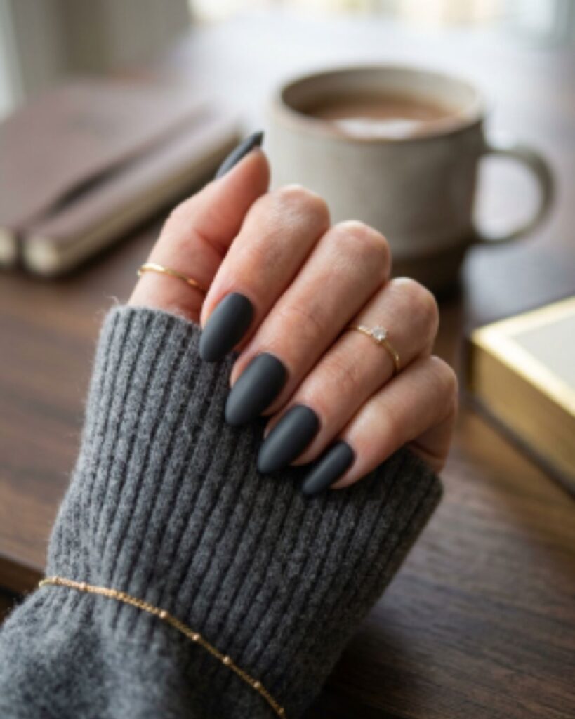 Charcoal Grey Chic Nails