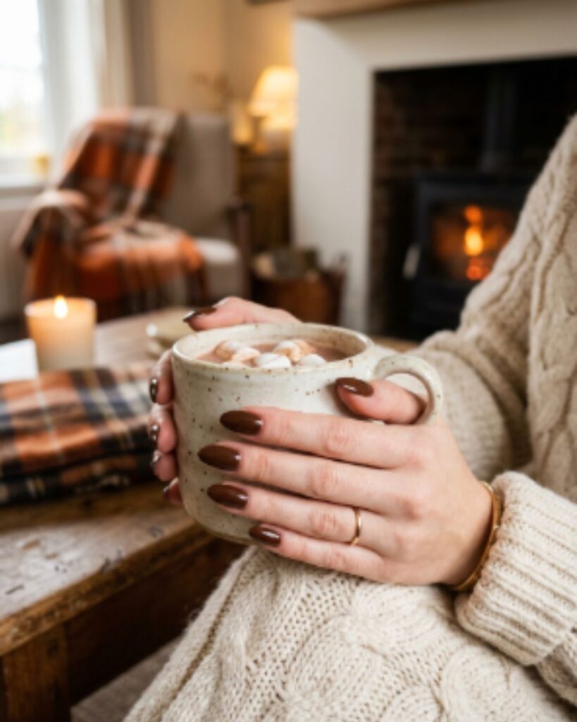 Chocolate Brown Cosy Nails