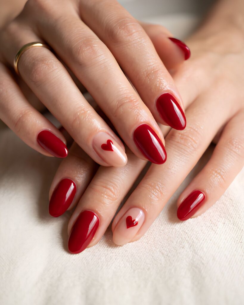 Classic Red Heart Nails