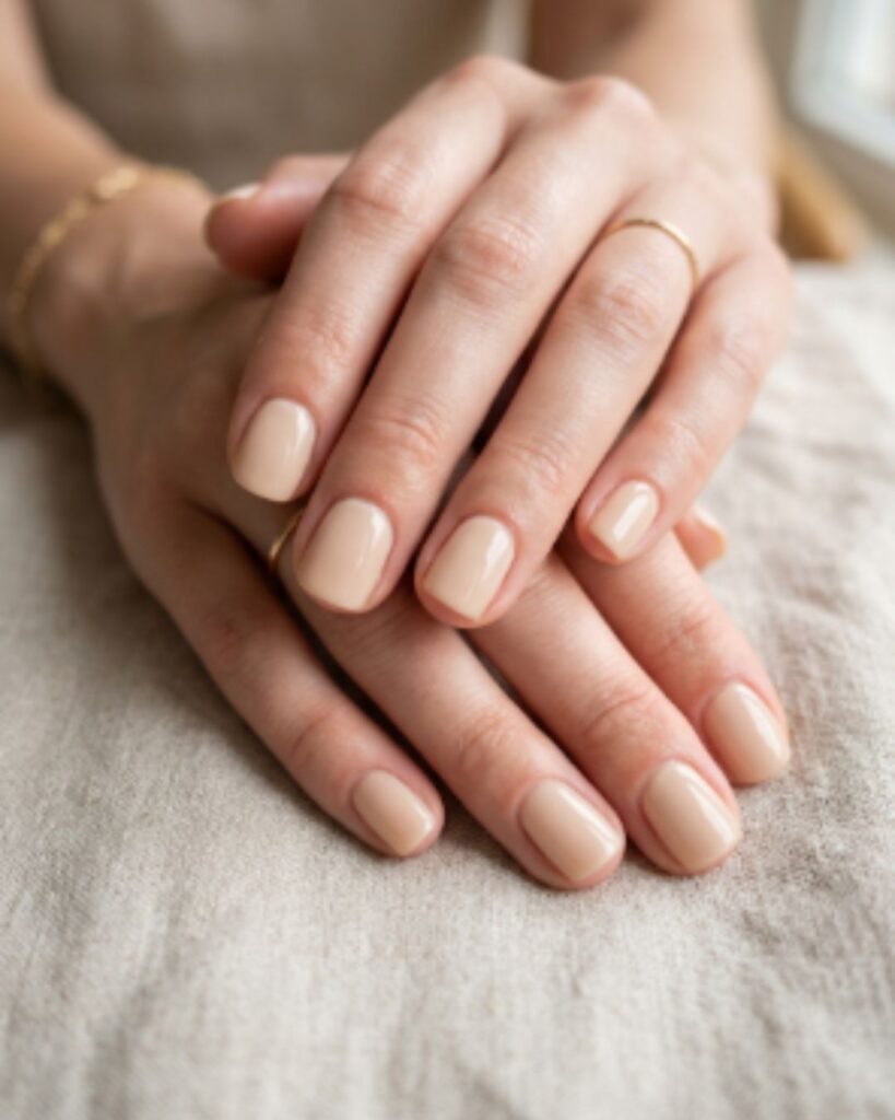 Creamy Beige Minimal Nails