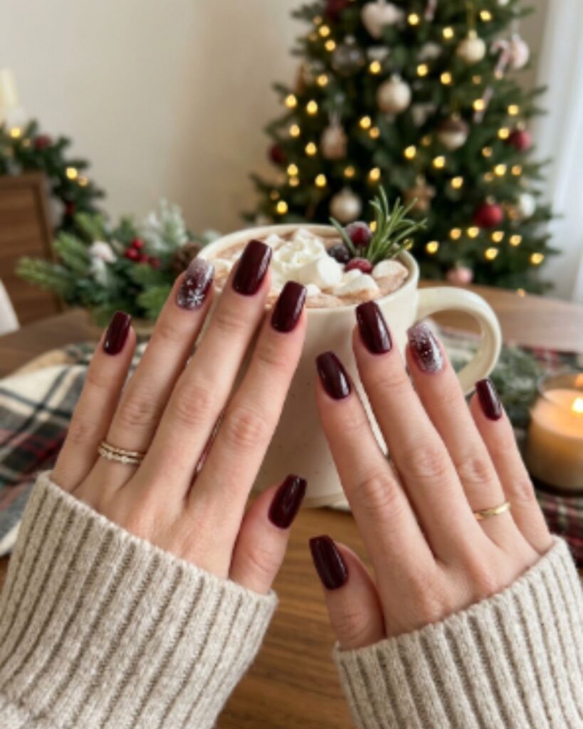 Deep Burgundy Winter Nails