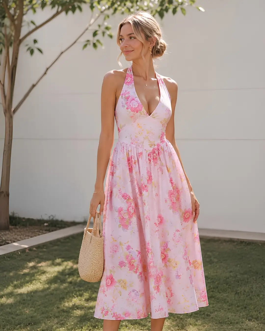 Floral Pink Maxi Dress