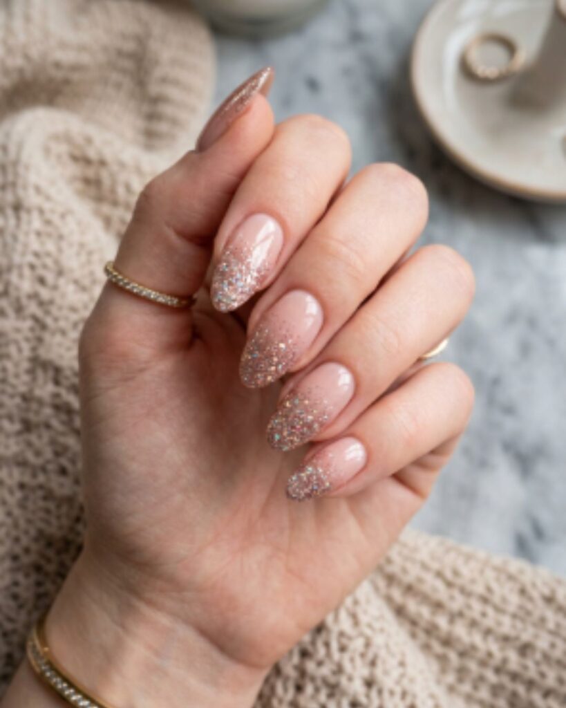 Glitter Ombre Nude Nails