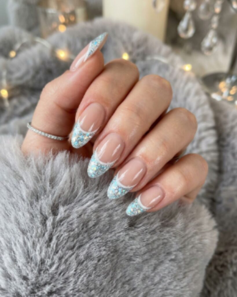 Icy Glitter French Tips