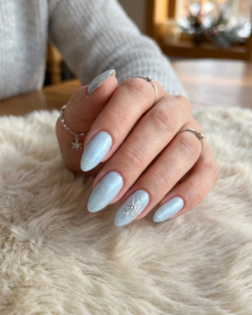 Icy Light Blue Nails