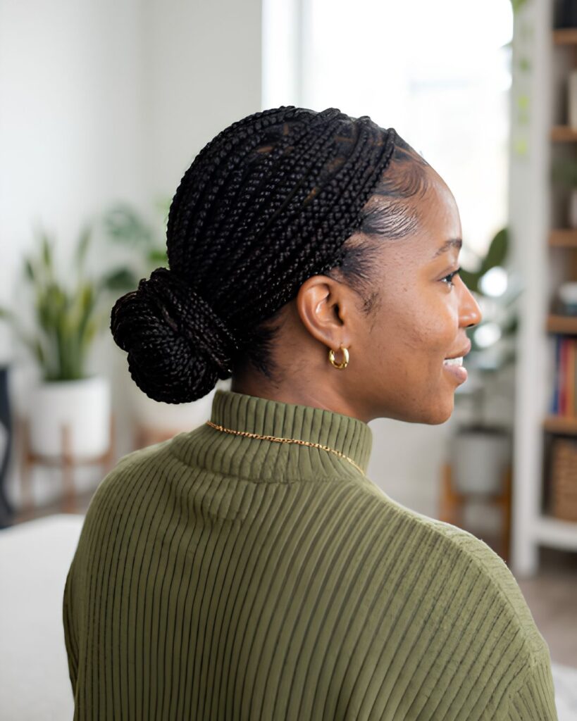 Knotless Braids Low Bun