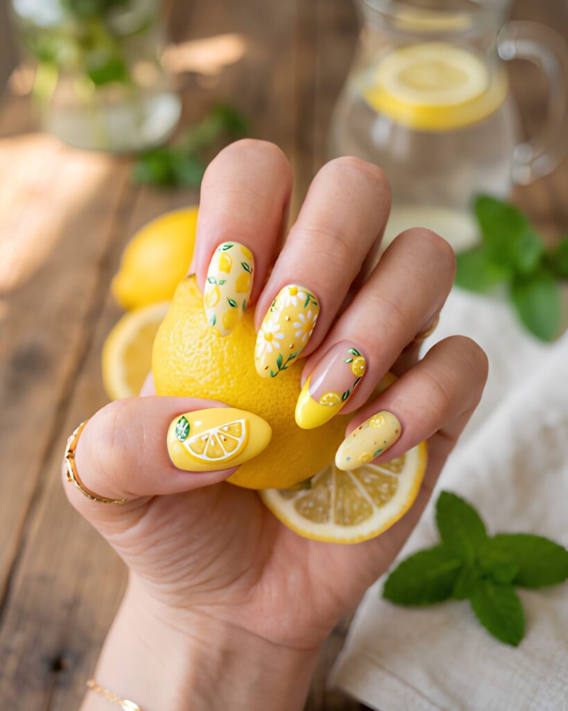 Lemon Inspired Nail Art