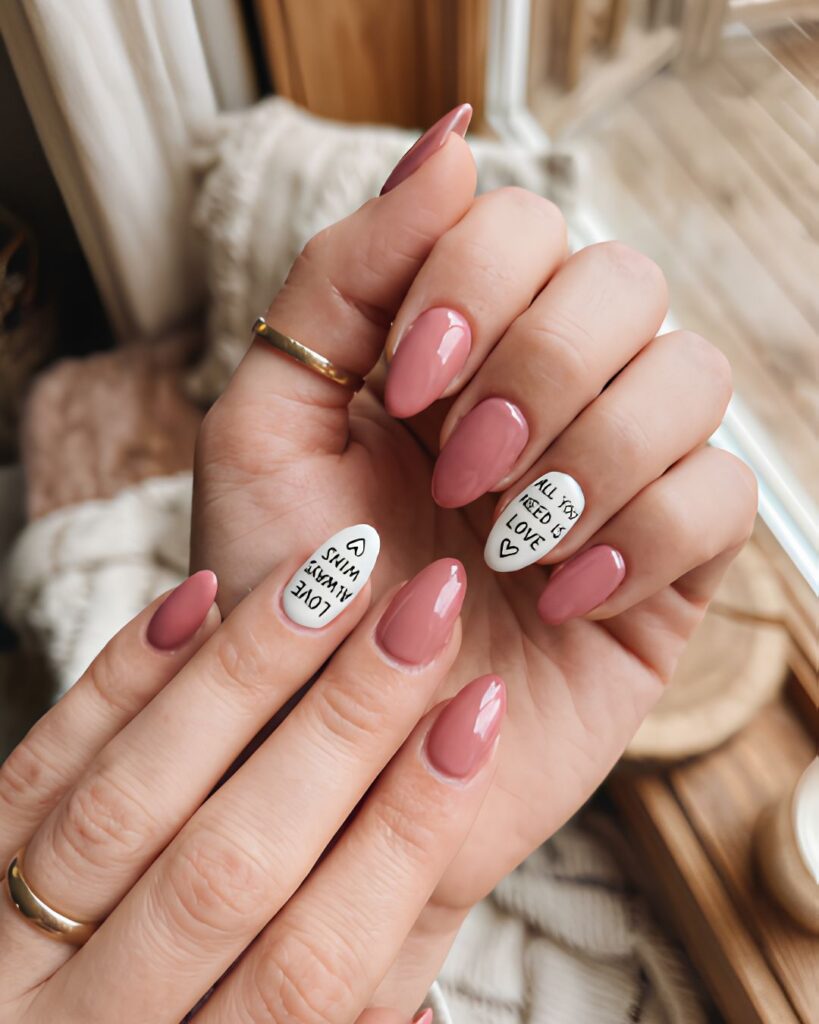 Love Quote Accent Nails
