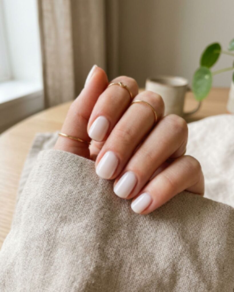 Milky White Minimal Nails
