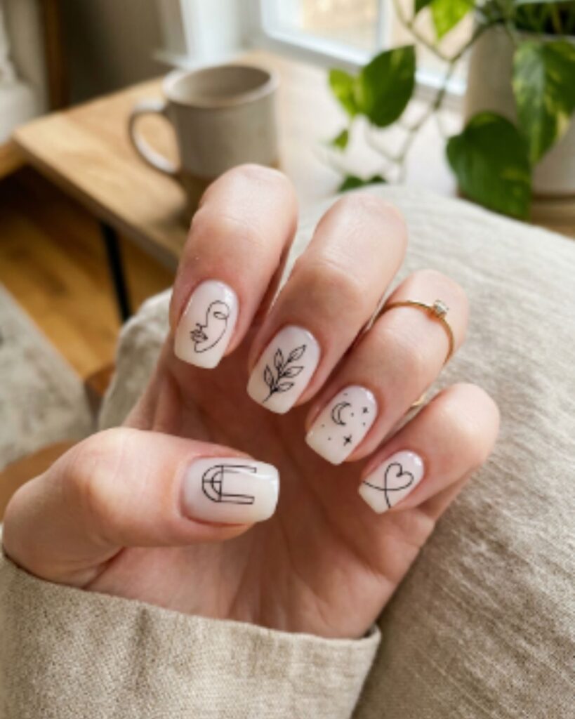 Minimal Line Art Nails