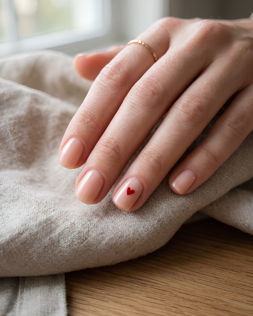 Minimal Single Heart Nails