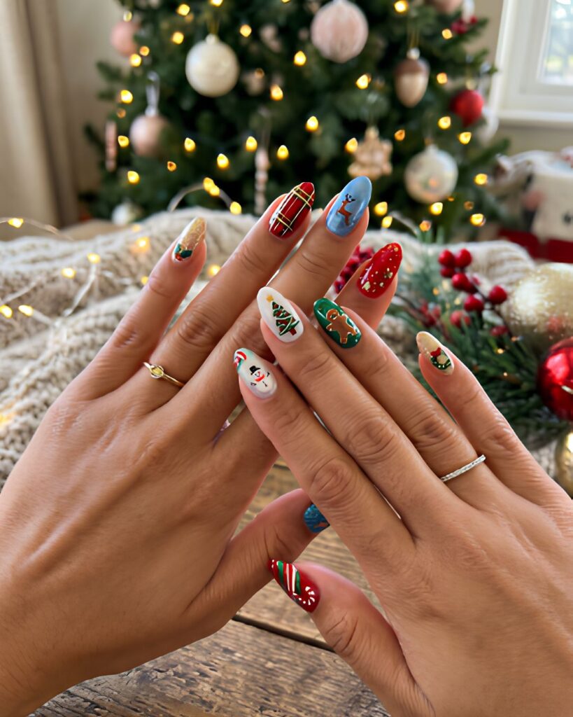 Mixed Festive Nail Art