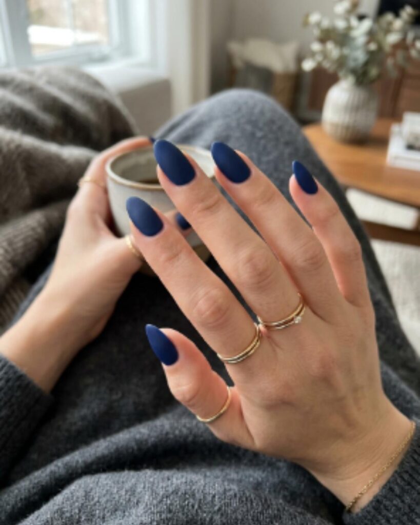 Navy Blue Matte Nails