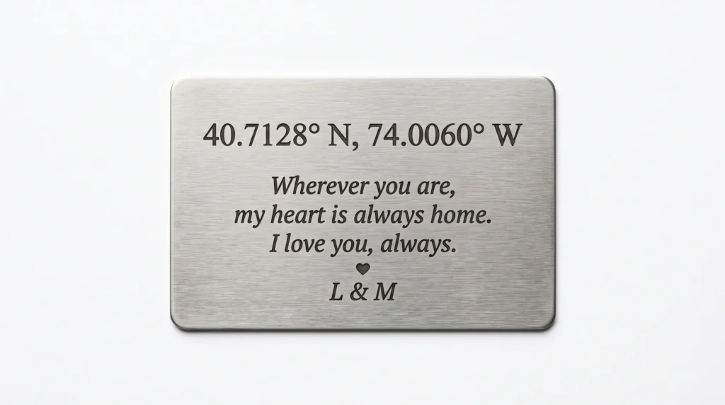 Nice wallet card with coordinates or message