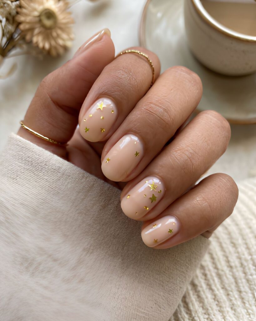Nude Base with Gold Star Accents