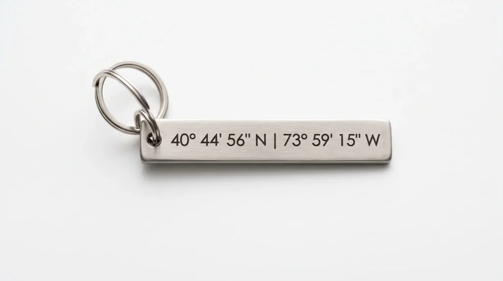 Personalised coordinates keychain