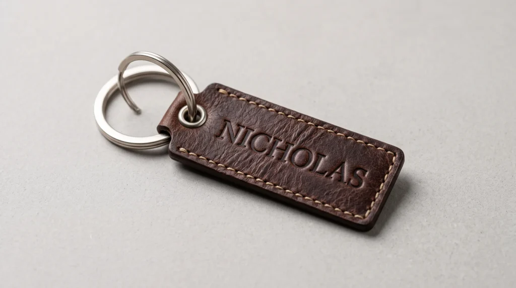 Personalised leather keychain