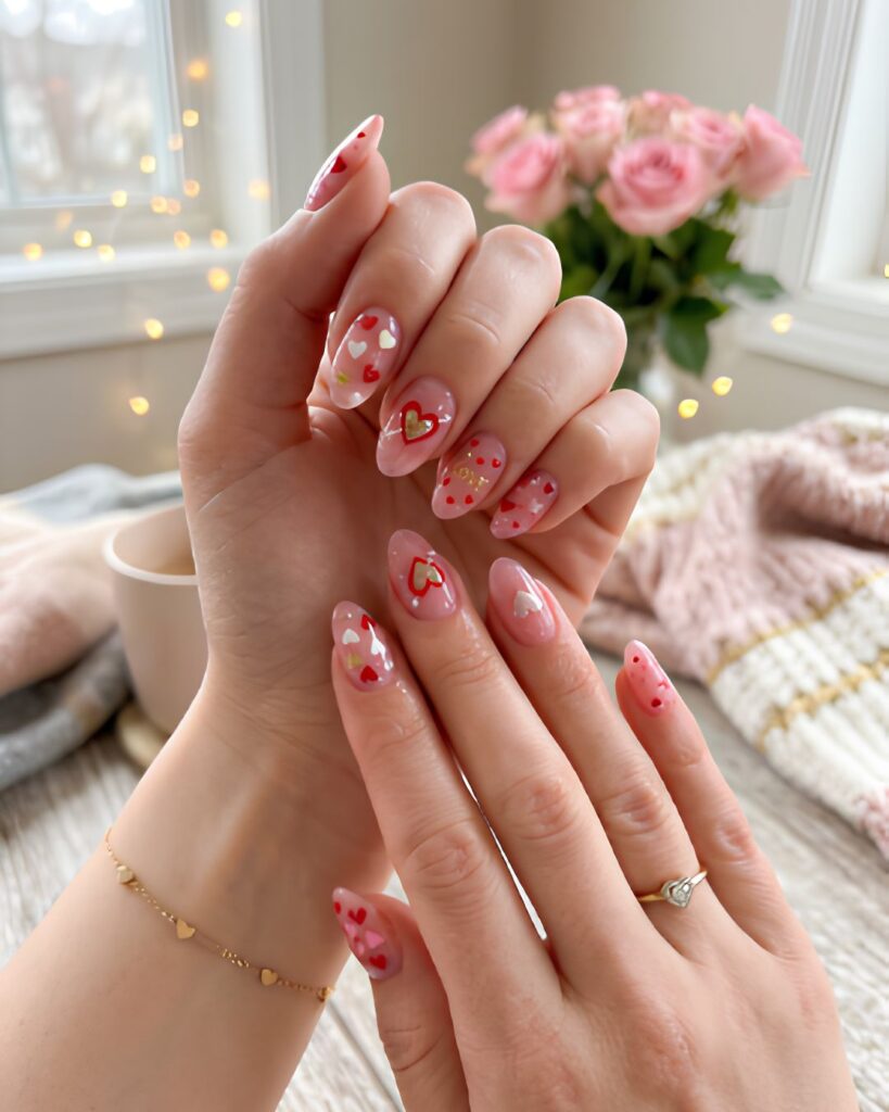 Pink Jelly Valentine Nails