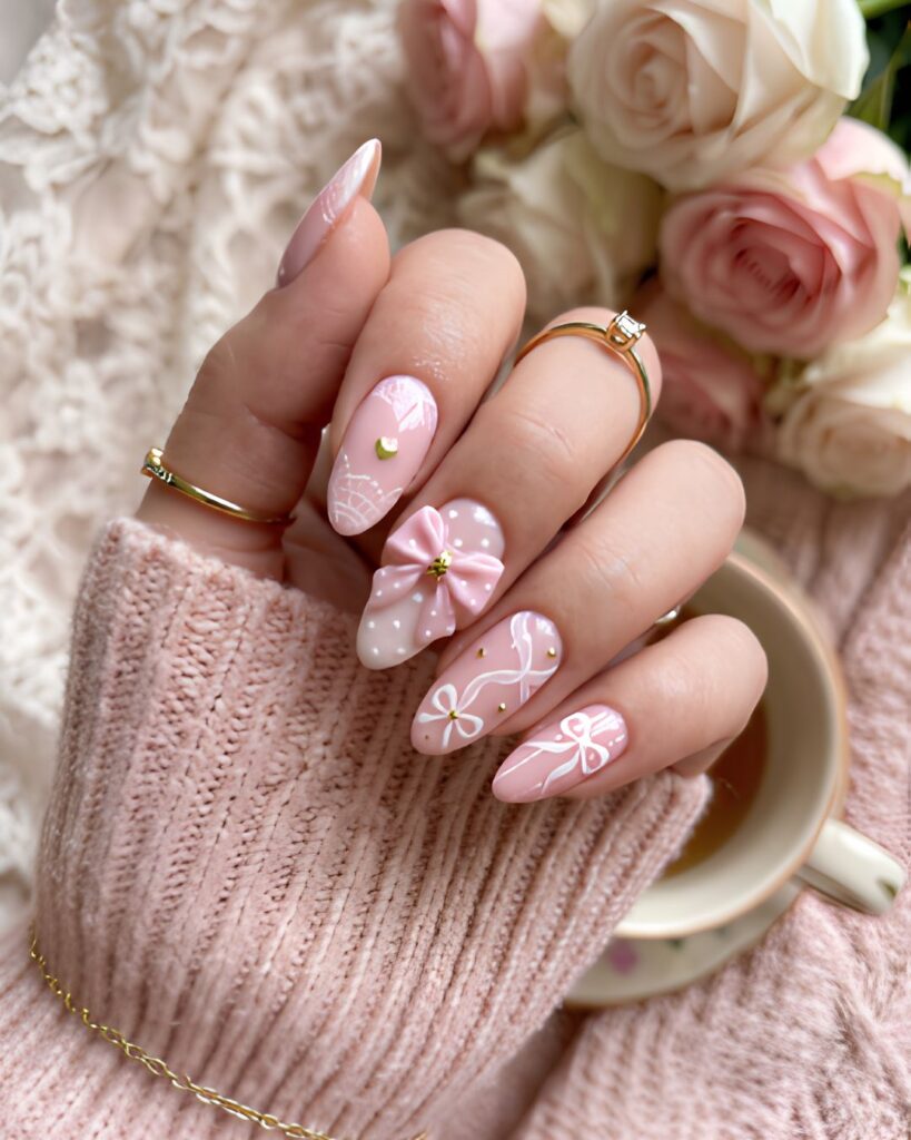Ribbon and Bow Nail Art