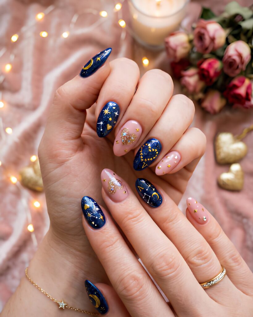 Romantic Starry Valentine Nails