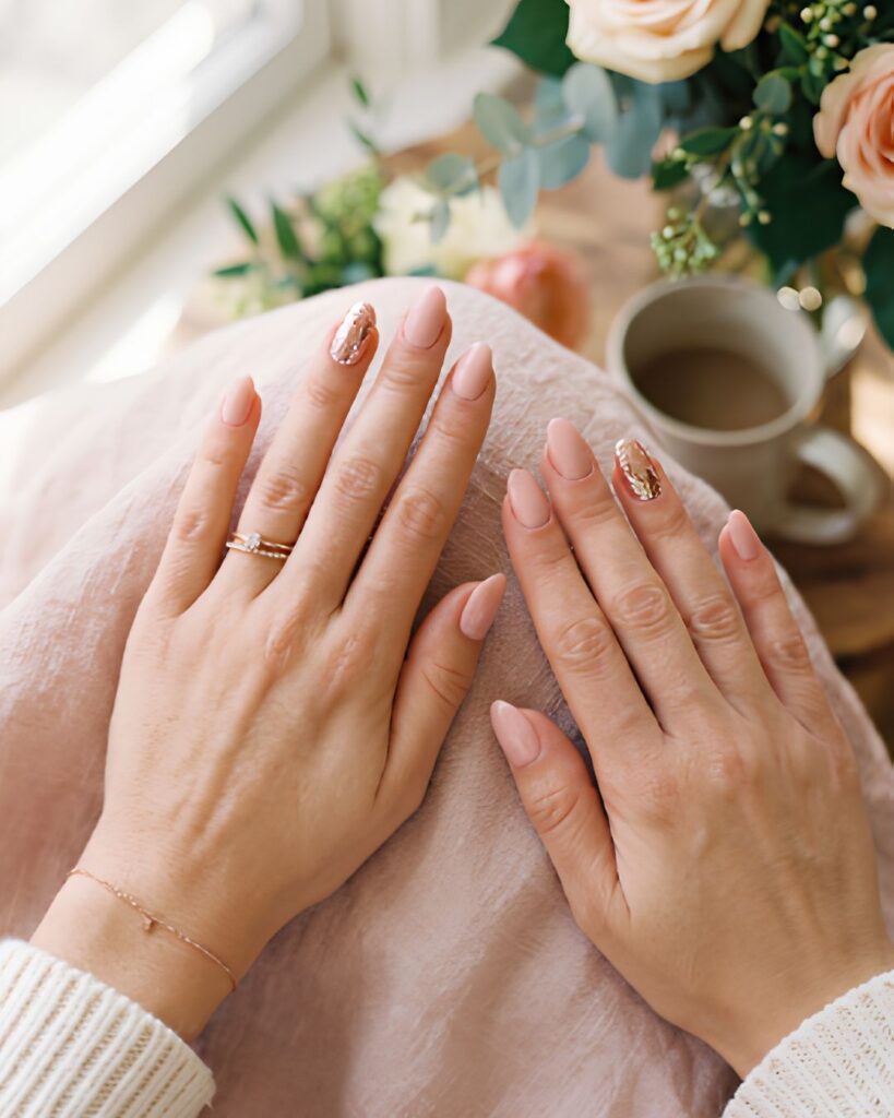 Rose Gold Accent Nails