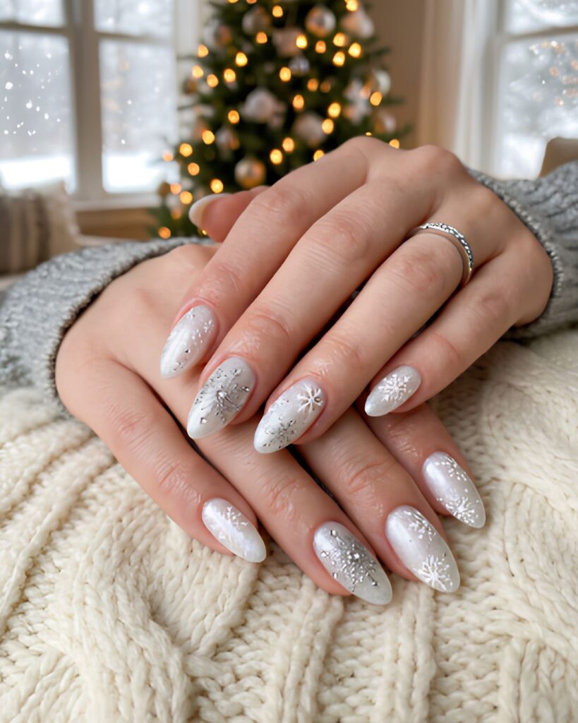 Snowflake White Winter Nails
