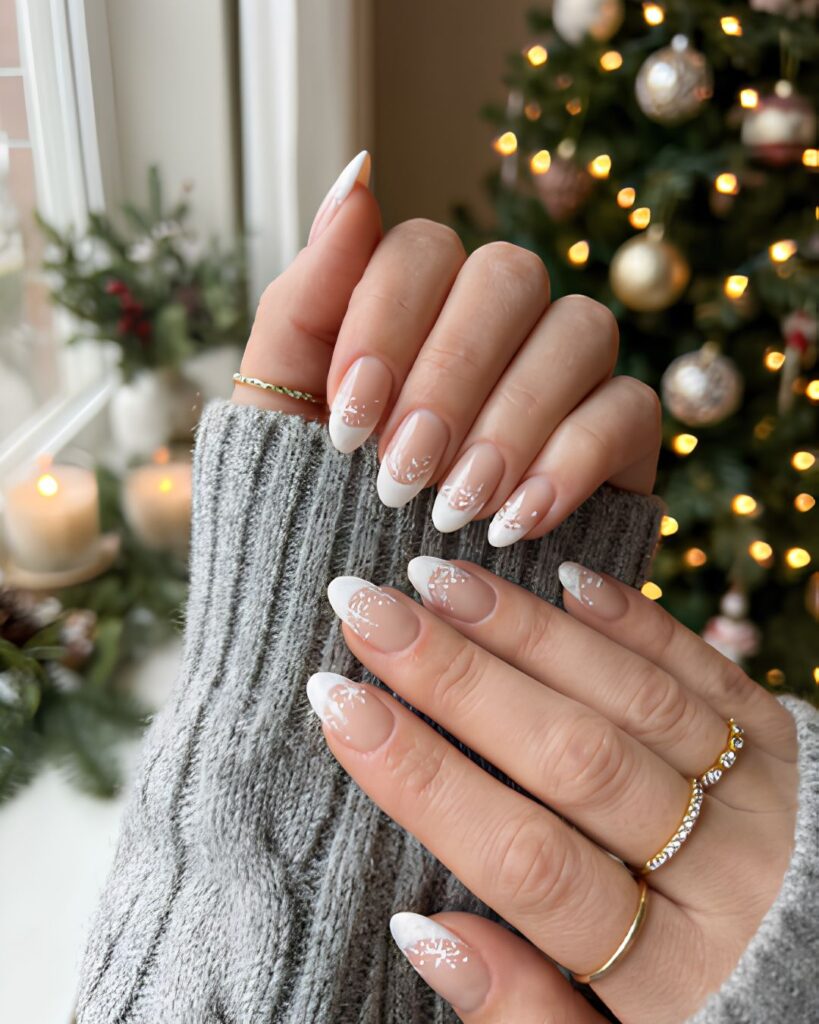 Snowy French Tip Nails