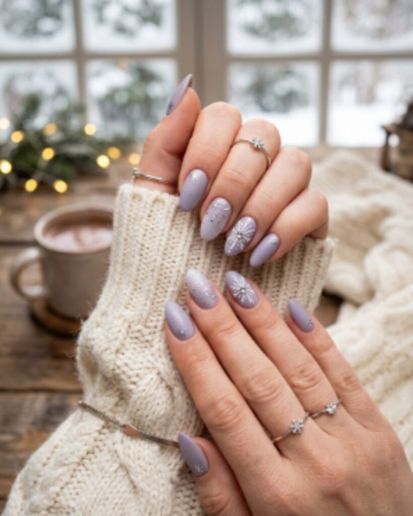 Soft Lavender Winter Nails