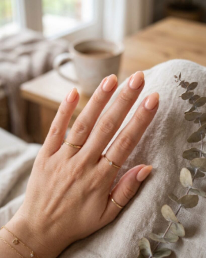 Soft Peach Nude Nails