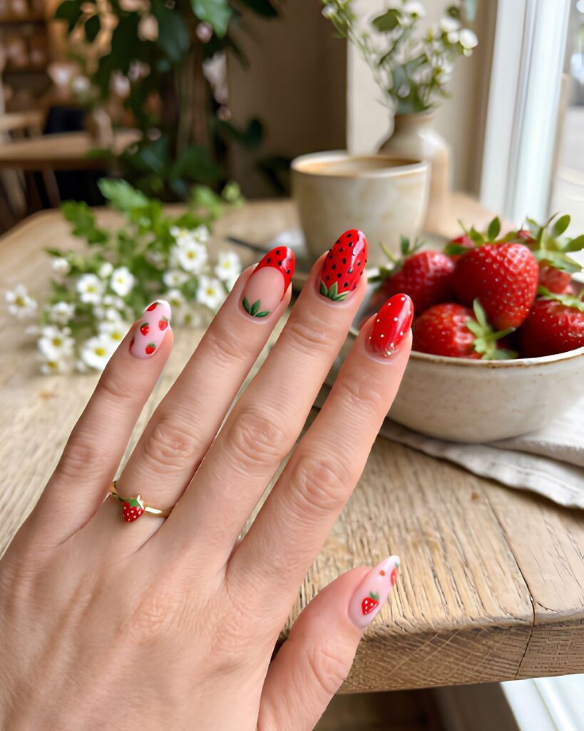 Sweet Strawberry Inspired Nails