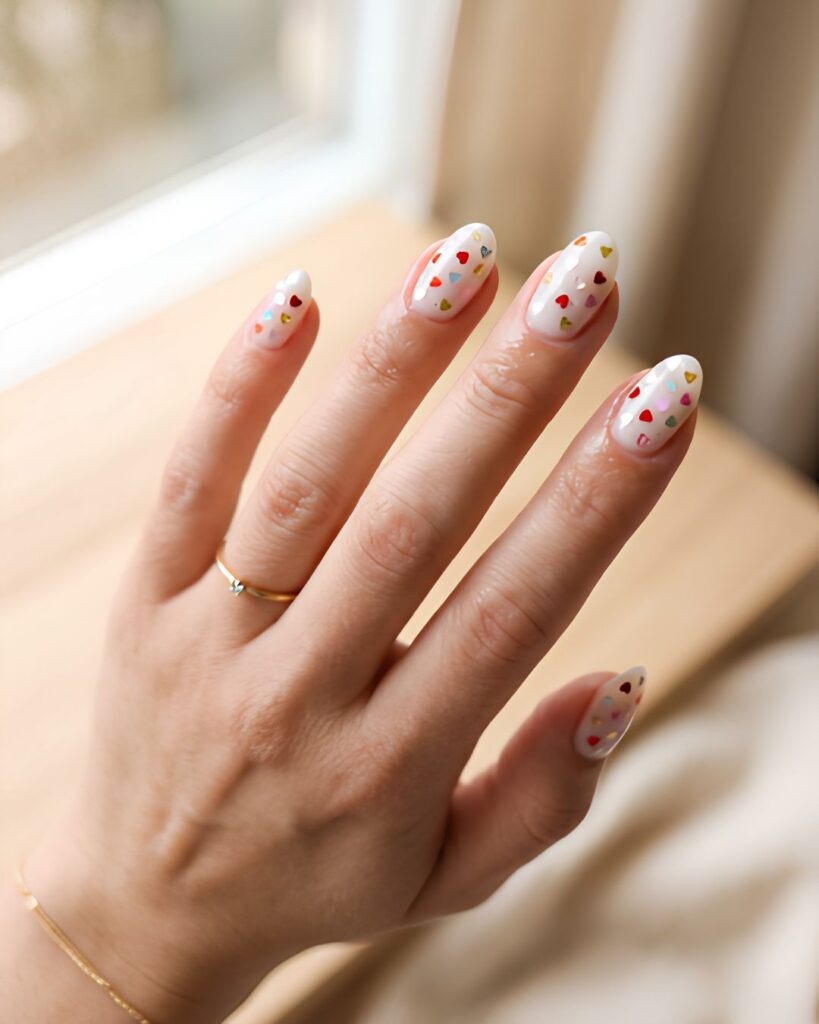 Tiny Heart Confetti Nails