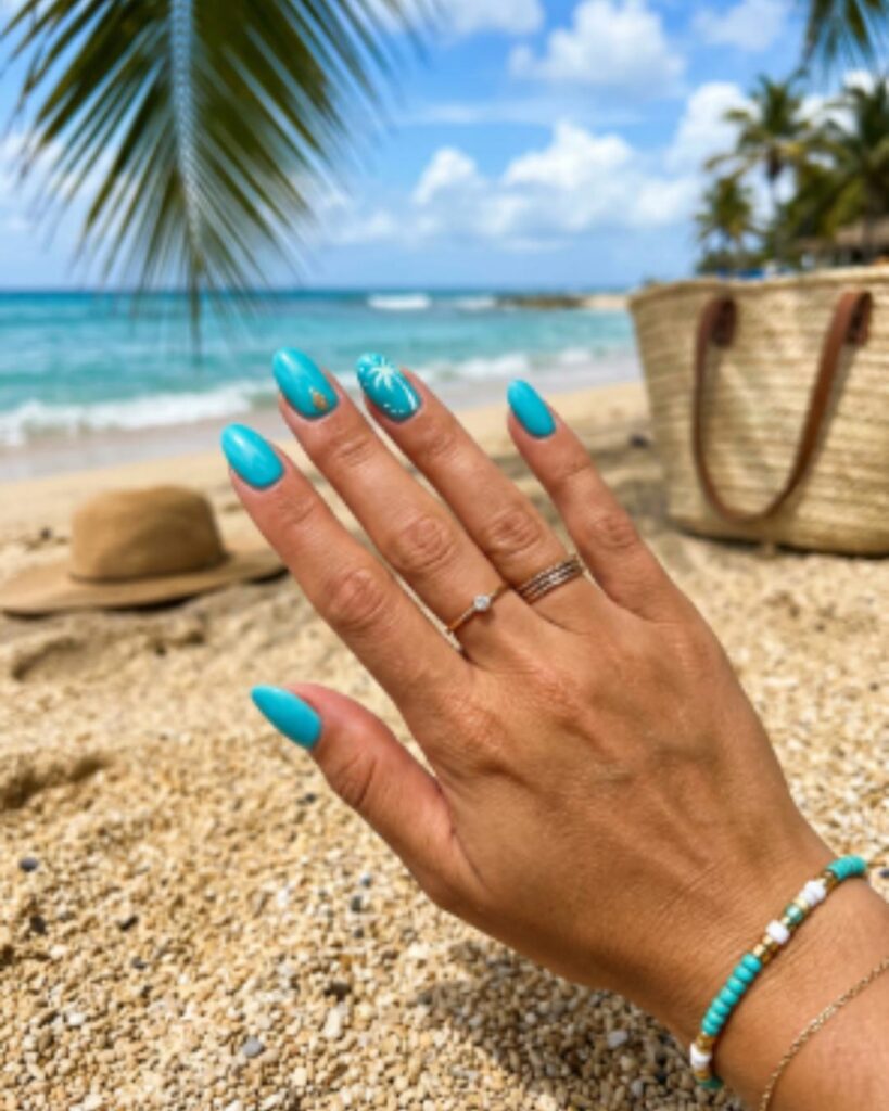 Turquoise Blue Summer Nails