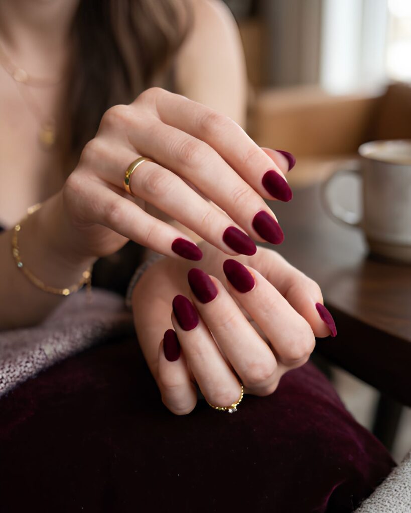 Velvet Matte Burgundy Nails