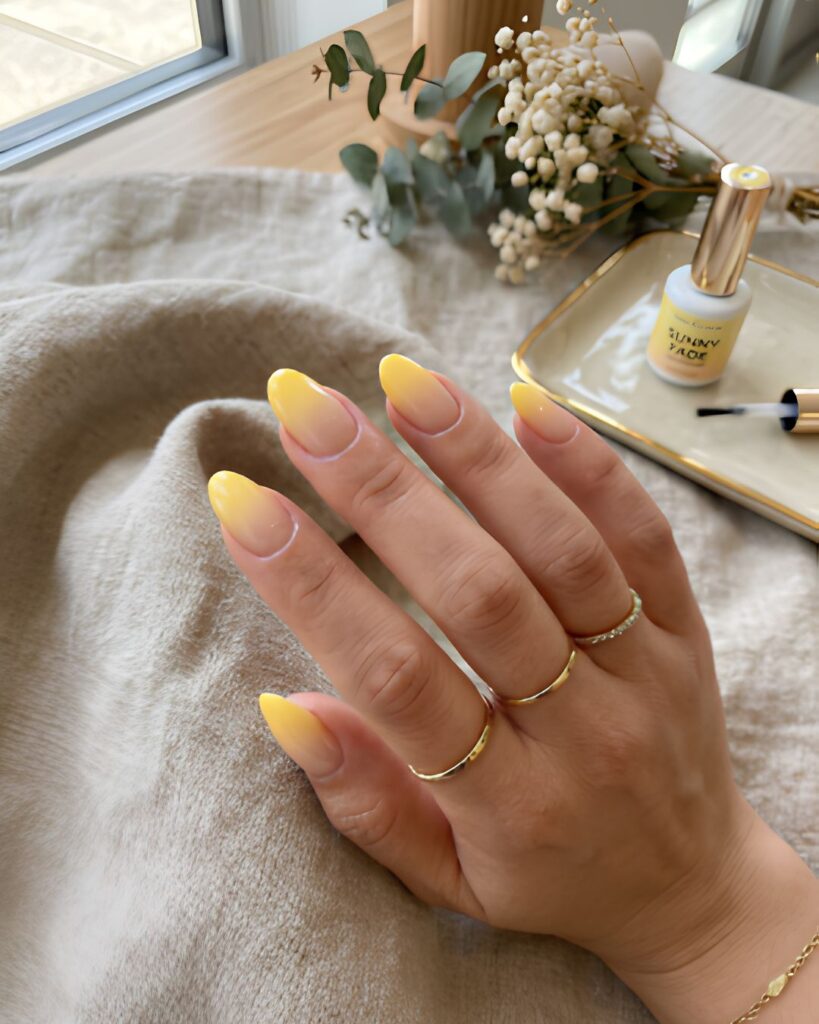 Yellow French Fade Nails