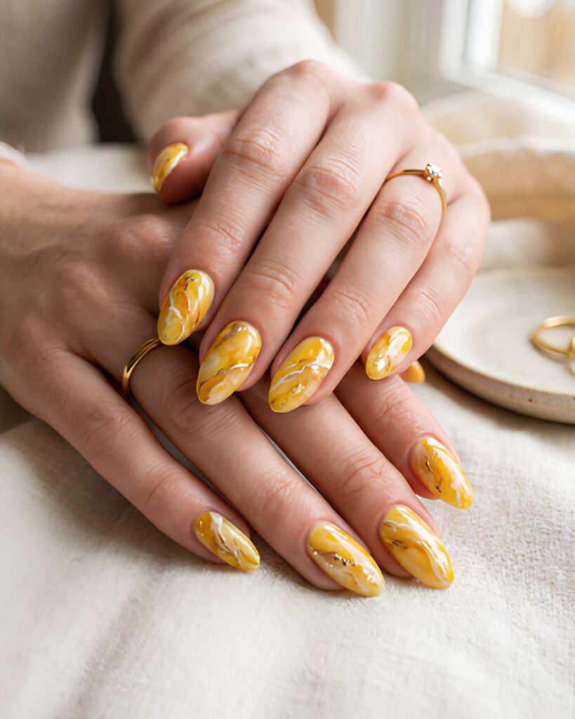 Yellow Marble Nails
