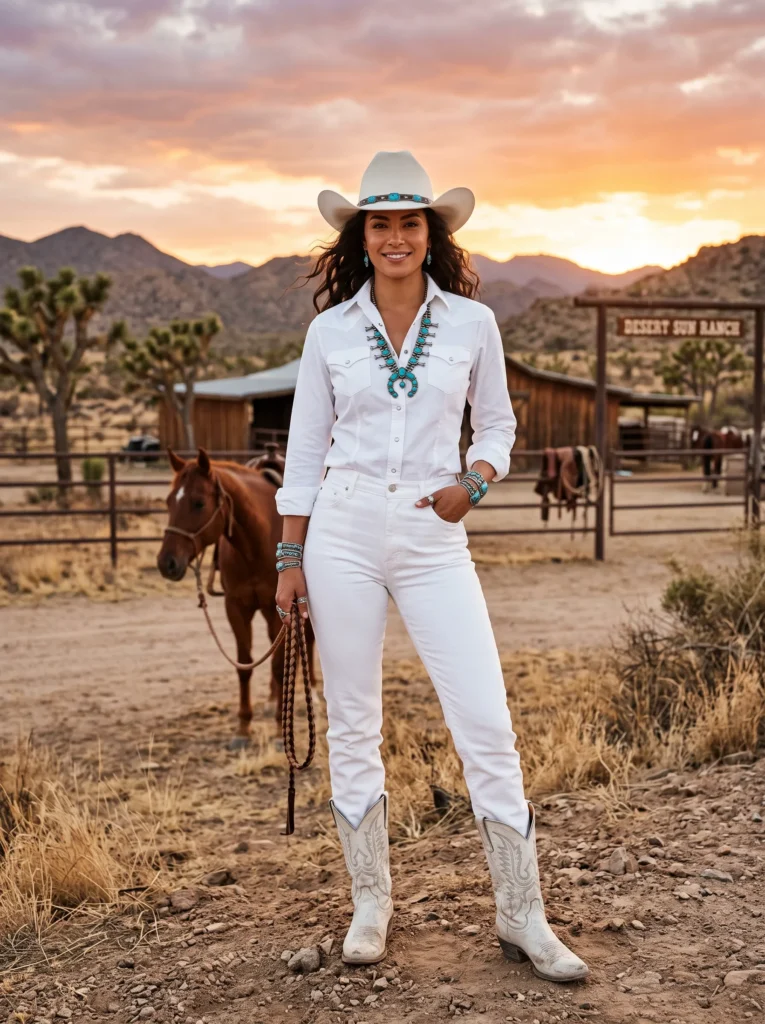 All white western outfit