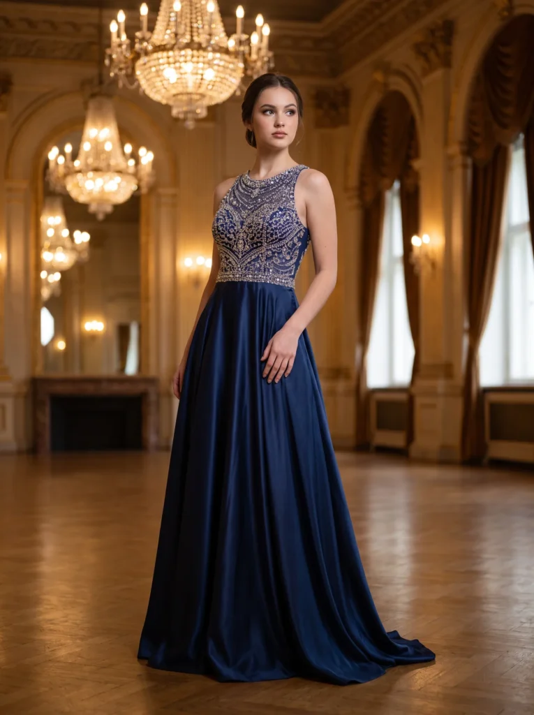 Beaded bodice gown