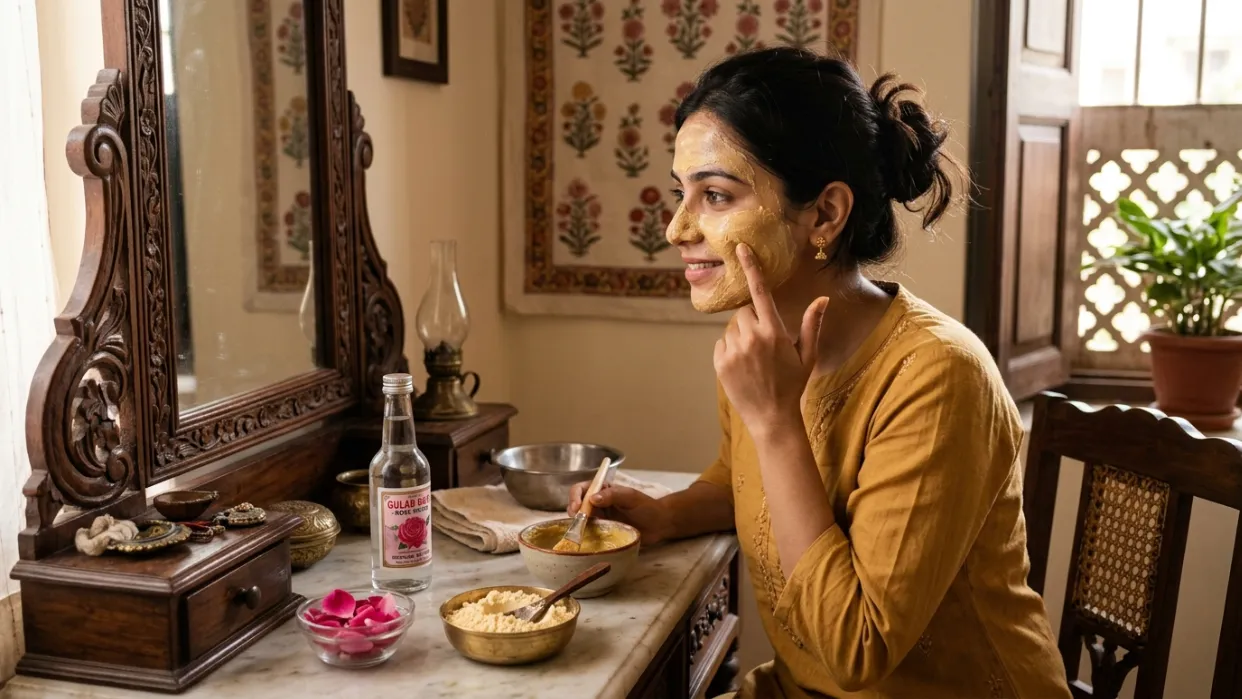 Besan and rose water pack