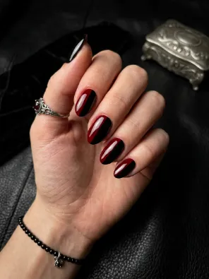 Black and red split nails