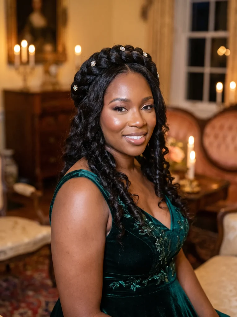 Braided half up with loose waves