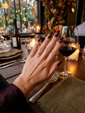 Burgundy almond nails