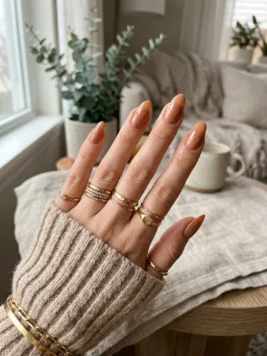 Caramel nude nails