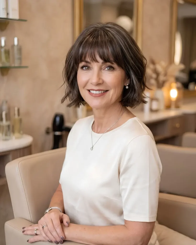 Chin Length Bob With Bangs